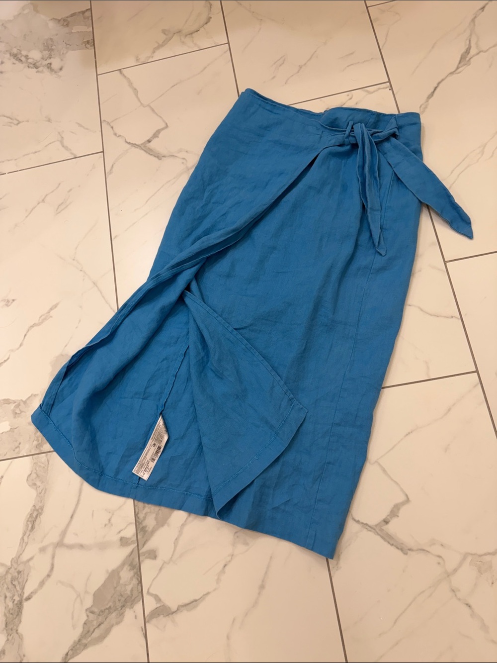 Mango Blue Wrap Midi Skirt